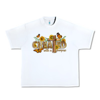 White created with a purpose with sunflower and butterfl Urban Heavy Tee - NancyCooperArtShop