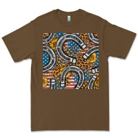 Cacao American Flag Horseshoe Deamless Pattern Premium Tee - BundleAndBundleShop