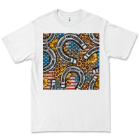 White American Flag Horseshoe Deamless Pattern Premium Tee - BundleAndBundleShop