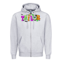 Heather Grey Personalized Halloween Zipper Hoodie - NancyCooperArtShop