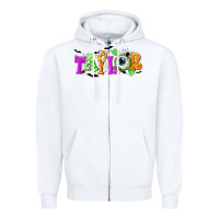 White Personalized Halloween Zipper Hoodie - NancyCooperArtShop