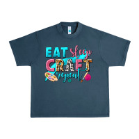 Midnight Navy eat sleep craft repeat Urban Heavy Tee - NancyCooperArtShop