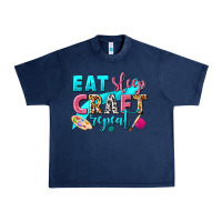 Navy eat sleep craft repeat Urban Heavy Tee - NancyCooperArtShop