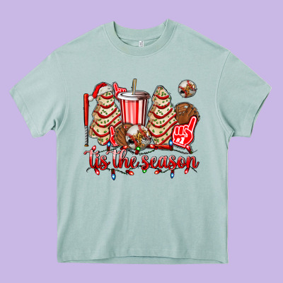 Tis The Season Christmas Tree  Cake Baseball Heavy Core Tee Designed By Adodesignshop