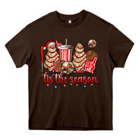 Chocolate Brown tis the season christmas tree  cake baseball Heavy Core Tee - AdoDesignShop