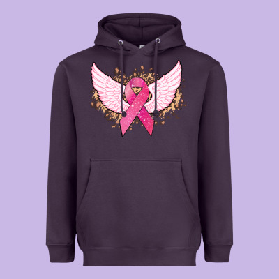 Cancer Ribbon Angel Wings Cancer Awareness Heavyweight Hoodie Designed By Howdyjamesfarm