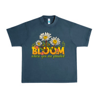 Midnight Navy bloom where you are planted Urban Heavy Tee - NancyCooperArtShop