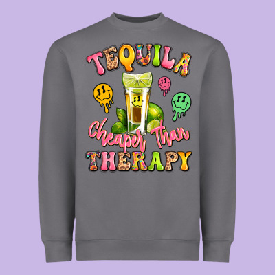 Tequila Cheaper Than Therapy Heavyweight Sweatshirt Designed By Lillyallendesigns
