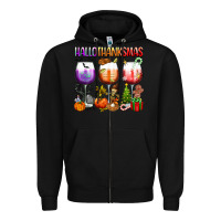 Black hallothanksmas Zipper Hoodie - texasbilliewilder