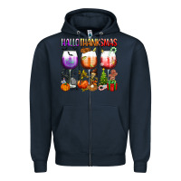 Navy hallothanksmas Zipper Hoodie - texasbilliewilder
