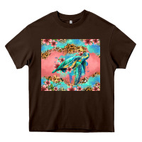 Chocolate Brown floral turtle Heavy Core Tee - Jasminsmagicworld