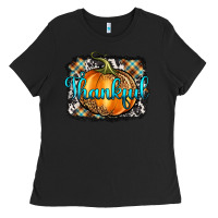 Black Thankful Pumpkin Ladies Tee - Artiststas