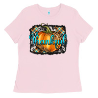 Bubblegum Pink Thankful Pumpkin Ladies Tee - Artiststas