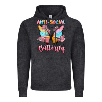 Vintage Black anti social butterfly Vintage Hoodie - MaliasSmallBusiness