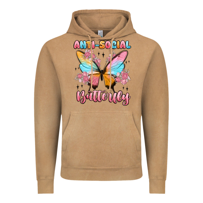 Anti Social Butterfly Vintage Hoodie by MaliasSmallBusiness | Teevron