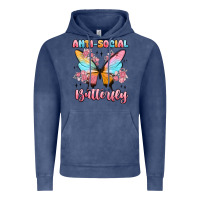 Vintage Denim anti social butterfly Vintage Hoodie - MaliasSmallBusiness