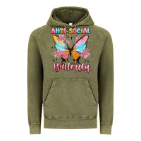 Vintage Olive anti social butterfly Vintage Hoodie - MaliasSmallBusiness