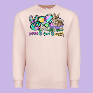 Peace Love Easter Day Premium Sweatshirt Designed By Cowgirlartshop