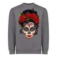 Storm mexican sugar skull messy bun woman Heavyweight Sweatshirt - LillyAllenDesigns