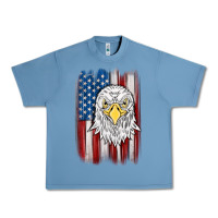 Pebble Blue American flag eagle Urban Heavy Tee - MaliasSmallBusiness