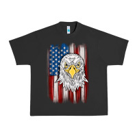 Pigment Black American flag eagle Urban Heavy Tee - MaliasSmallBusiness