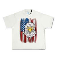Pistachio American flag eagle Urban Heavy Tee - MaliasSmallBusiness