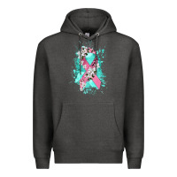 Charcoal Heather cancer ribbon Premium Hoodie - CowGirlArtShop