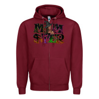 Burgundy Momster with witch Zipper Hoodie - NancyCooperArtShop