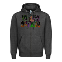 Charcoal Heather Momster with witch Zipper Hoodie - NancyCooperArtShop