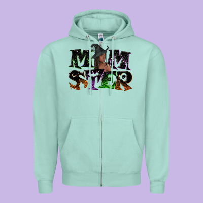 Momster With Witch Zipper Hoodie Designed By Nancycooperartshop
