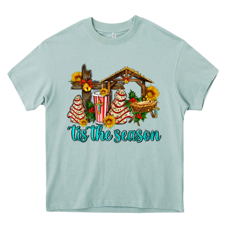Tis The Seasin With Christmas Cake Abd Jesus Heavy Core Tee by AdoDesignShop | Teevron