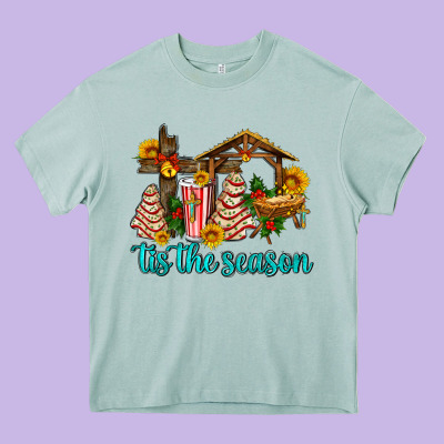 Tis The Seasin With Christmas Cake Abd Jesus Heavy Core Tee Designed By Adodesignshop