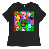 Black halloween jar with ghost seamless pattern Ladies Tee - BundleAndBundleShop