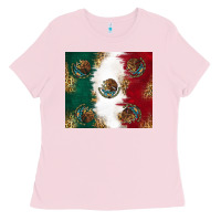 Bubblegum Pink Mexican Flag Ladies Tee - RanaPortraitStore