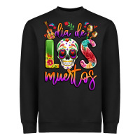 Black dia de los muertos Heavyweight Sweatshirt - LillyAllenDesigns
