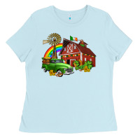Baby Blue barn st patricks with truck and shamrocks Ladies Tee - AdoDesignShop