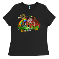 Black barn st patricks with truck and shamrocks Ladies Tee - AdoDesignShop