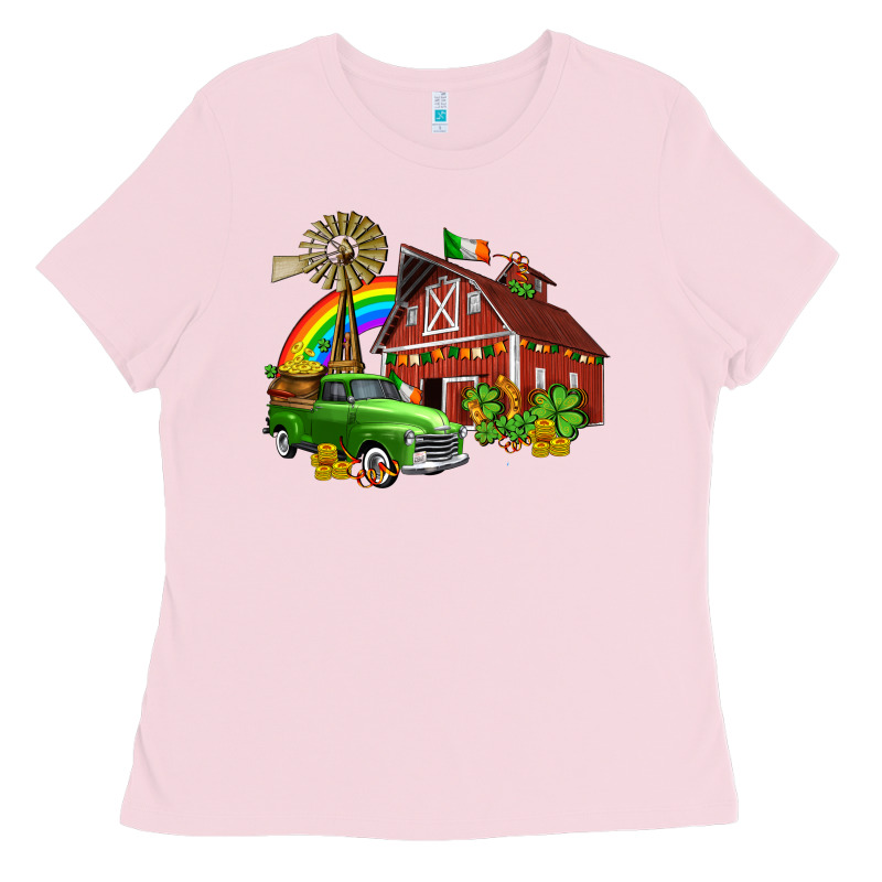 Barn St Patricks With Truck And Shamrocks Ladies Tee by AdoDesignShop | Teevron