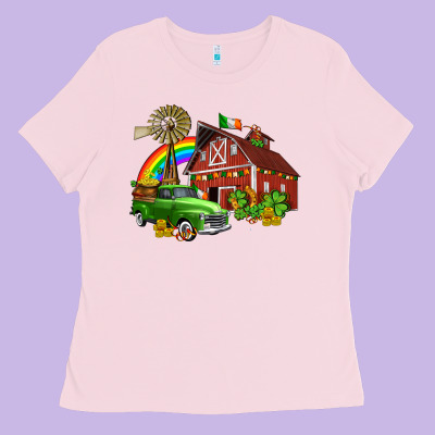 Barn St Patricks With Truck And Shamrocks Ladies Tee Designed By Adodesignshop