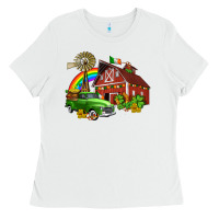 White barn st patricks with truck and shamrocks Ladies Tee - AdoDesignShop