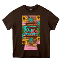 Chocolate Brown raised 90's country guitar cactus sunflower's 12 oz can cooler  (slim) Heavy Core Tee - Artiststas