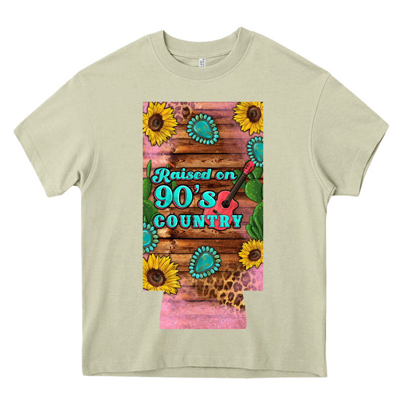 Raised 90's Country Guitar Cactus Sunflower's 12 Oz Can Cooler  (slim) Heavy Core Tee by Artiststas | Teevron