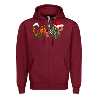 Burgundy Christmas camp Zipper Hoodie - NancyCooperArtShop