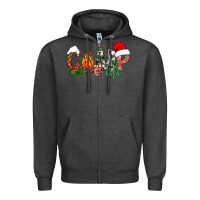 Charcoal Heather Christmas camp Zipper Hoodie - NancyCooperArtShop