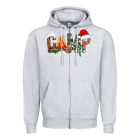 Heather Grey Christmas camp Zipper Hoodie - NancyCooperArtShop
