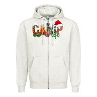 Oatmeal Heather Christmas camp Zipper Hoodie - NancyCooperArtShop