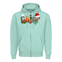 Seafoam Christmas camp Zipper Hoodie - NancyCooperArtShop