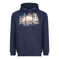 Navy Easter Bunny leopard Easter Day Heavyweight Hoodie - HowdyJamesFarm