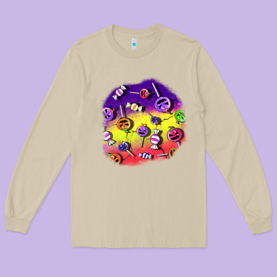 Halloween Candy  Patches Long Sleeve Tee Designed By Bundleandbundleshop