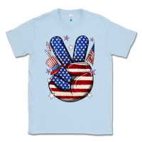 Dusty Blue peace 4th july Classic Tee - NancyCooperArtShop